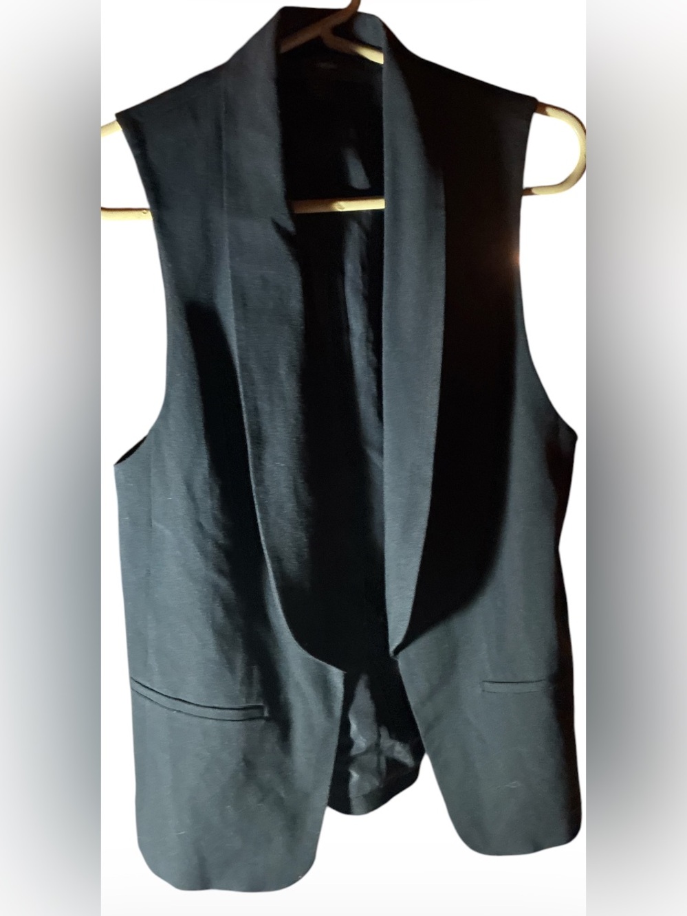 Mossimo Black Sleeveless Blazer Vest Open Front Shawl Collar Size S/P - Picture 2 of 6